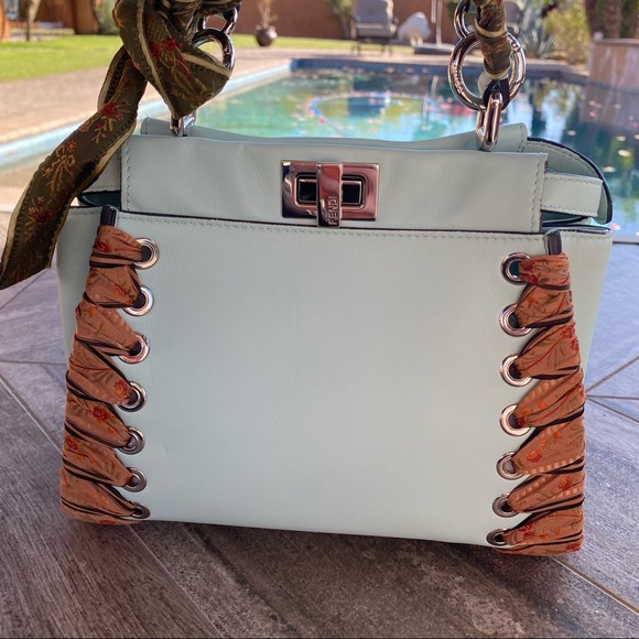 SOLD Fendi RARE Nappa Ribbon Lace Up Peekaboo Iconic Satchel - Picture 5 of 16